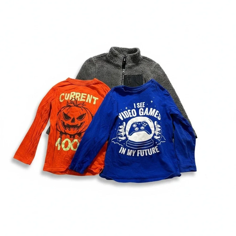 Crazy 8 Childrens Place M 7-8 Gray Fleece Jacket Orange Blue Shirts Lot Casual
